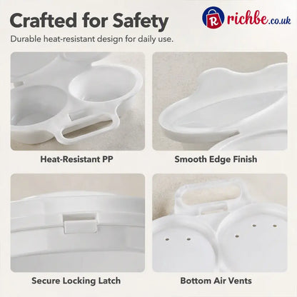 🍳 BUY 1 GET 1 FREE! ✨ Dual Cavity Microwave Egg Poacher – Quick Oil-Free Cooking, Food-Grade PP & Versatile Kitchen Essential 💫