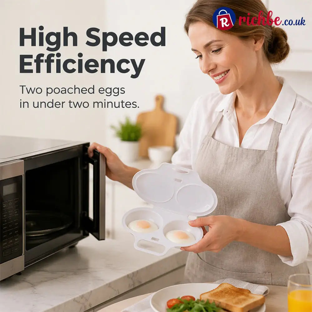 🍳 BUY 1 GET 1 FREE! ✨ Dual Cavity Microwave Egg Poacher – Quick Oil-Free Cooking, Food-Grade PP & Versatile Kitchen Essential 💫