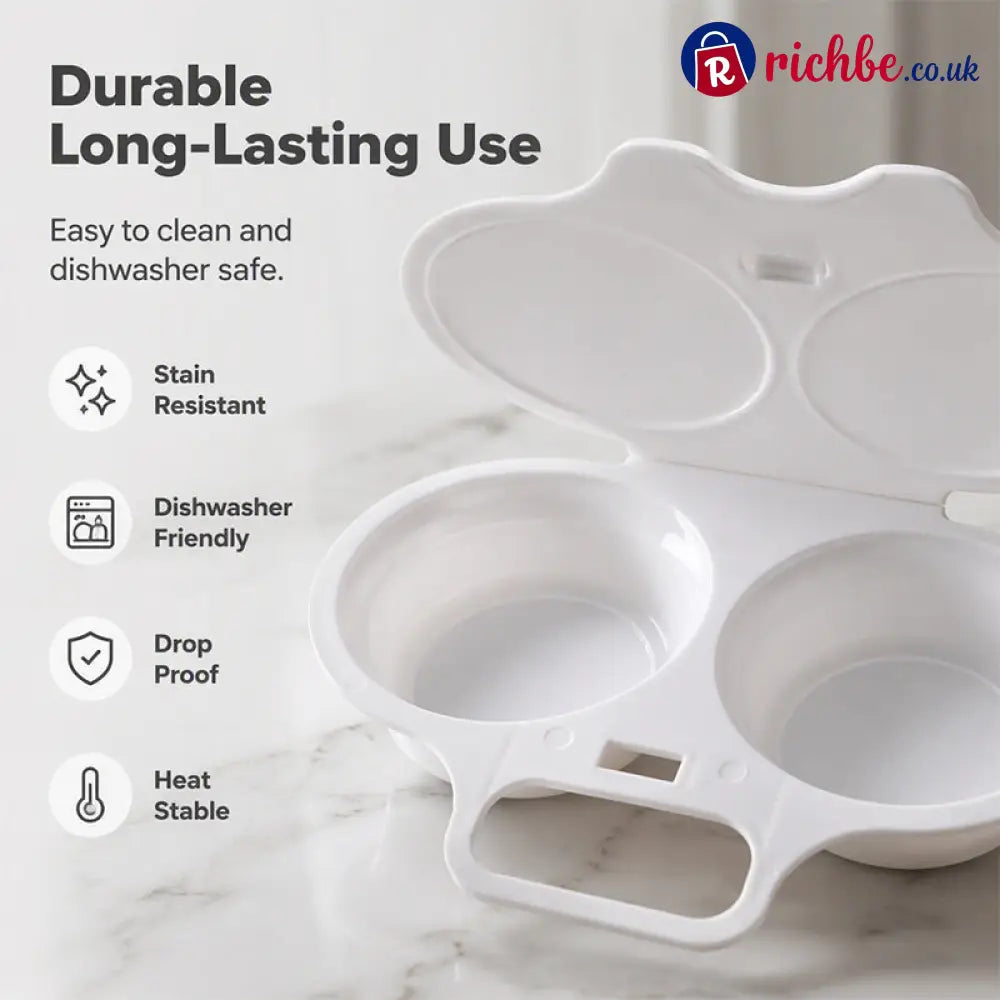 🍳 BUY 1 GET 1 FREE! ✨ Dual Cavity Microwave Egg Poacher – Quick Oil-Free Cooking, Food-Grade PP & Versatile Kitchen Essential 💫