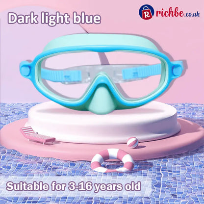 🏊‍♀️Buy 1 Get 1 Free🏊‍♀️-HD children’s large frame waterproof and anti-fog swimming goggles - Blue-Green / Black-Green