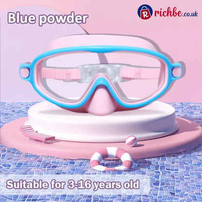 🏊‍♀️Buy 1 Get 1 Free🏊‍♀️-HD children’s large frame waterproof and anti-fog swimming goggles - Blue-Pink / Black-Green
