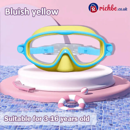 🏊‍♀️Buy 1 Get 1 Free🏊‍♀️-HD children’s large frame waterproof and anti-fog swimming goggles - Blue-Yellow / Black-Green