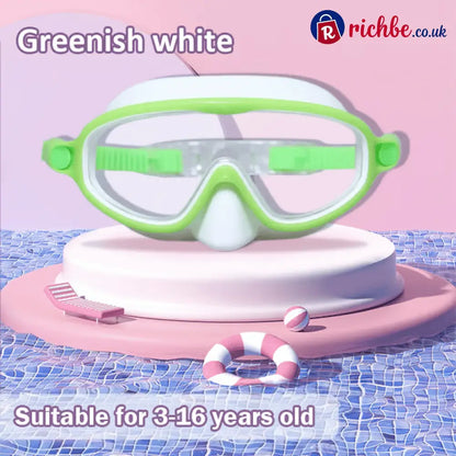 🏊‍♀️Buy 1 Get 1 Free🏊‍♀️-HD children’s large frame waterproof and anti-fog swimming goggles - Green-White / Black-Green