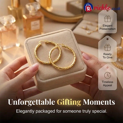 🎉 BUY 1 GET 1 FREE 🎁 Women’s Minimalist Textured Hoop Earrings – Diamond-Cut Snap Closure Everyday Glow ✨ - Clothing &