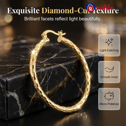 🎉 BUY 1 GET 1 FREE 🎁 Women’s Minimalist Textured Hoop Earrings – Diamond-Cut Snap Closure Everyday Glow ✨ - Clothing &