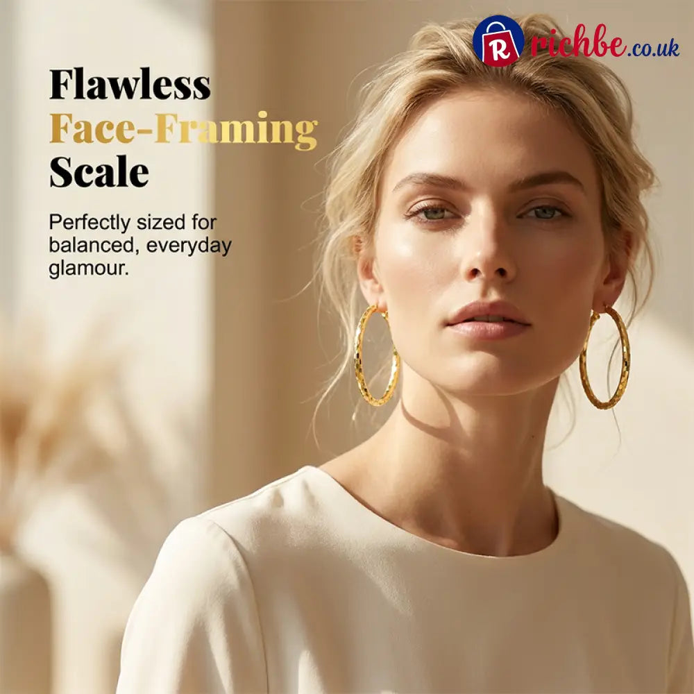 🎉 BUY 1 GET 1 FREE 🎁 Women’s Minimalist Textured Hoop Earrings – Diamond-Cut Snap Closure Everyday Glow ✨ - Clothing &