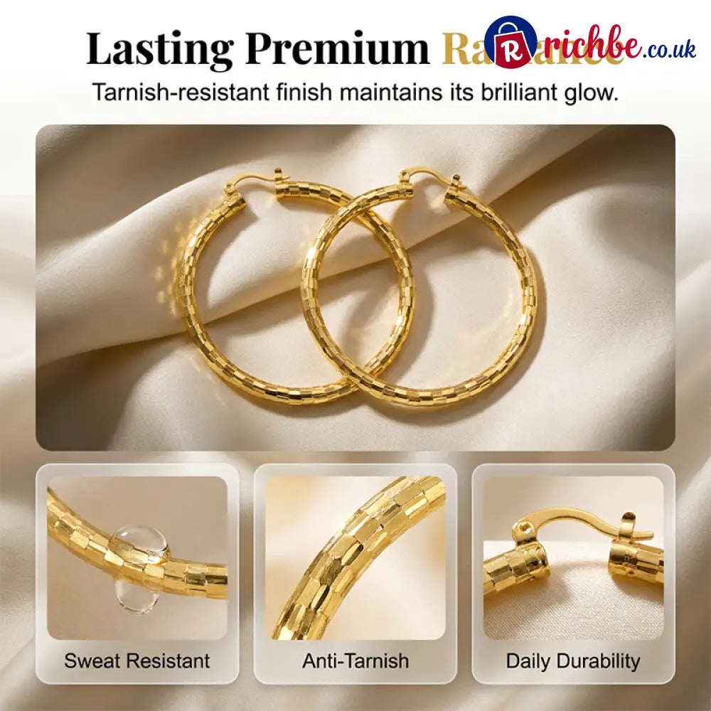 🎉 BUY 1 GET 1 FREE 🎁 Women’s Minimalist Textured Hoop Earrings – Diamond-Cut Snap Closure Everyday Glow ✨ - Clothing &