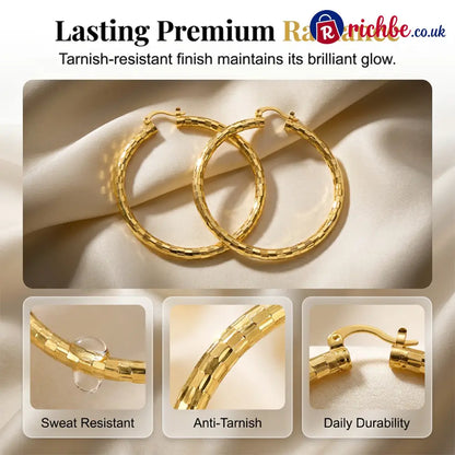 🎉 BUY 1 GET 1 FREE 🎁 Women’s Minimalist Textured Hoop Earrings – Diamond-Cut Snap Closure Everyday Glow ✨ - Clothing &