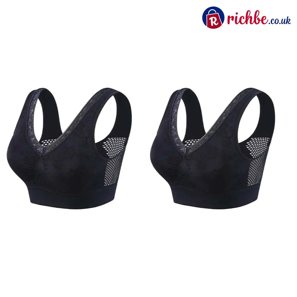 💐 Buy One Get One Free 🎁 🌸 Pure Cotton Buttonless Comfy Lifting Bra - Black *2 / M - Clothing & Accessories