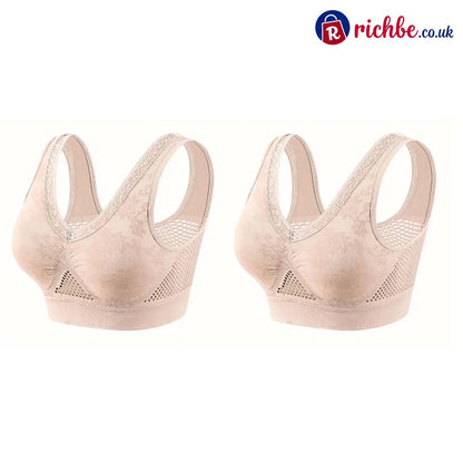 💐 Buy One Get One Free 🎁 🌸 Pure Cotton Buttonless Comfy Lifting Bra - Nude *2 / M - Clothing & Accessories