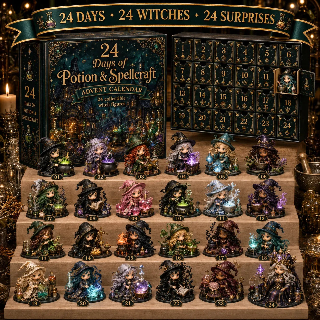 🧙‍♀️ LAST DAY 49% OFF – 24 Days Of Witchy Surprises Advent Calendar | 24 Unique Collectible Witches with Magical Themes, Mini Figures & Fantasy Display Collection ✨