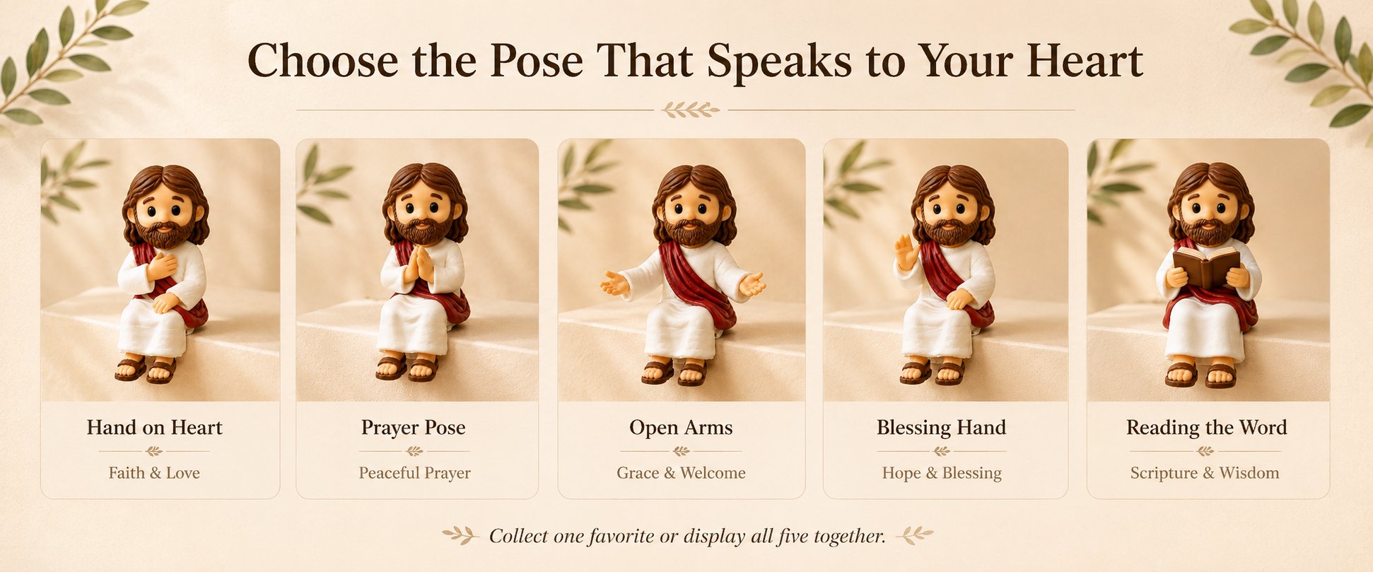 ✝️🙏 Jesus Shelf Sitter Figurines – 5 Meaningful Poses ❤️ Christian Faith Desk & Shelf Décor 🎁