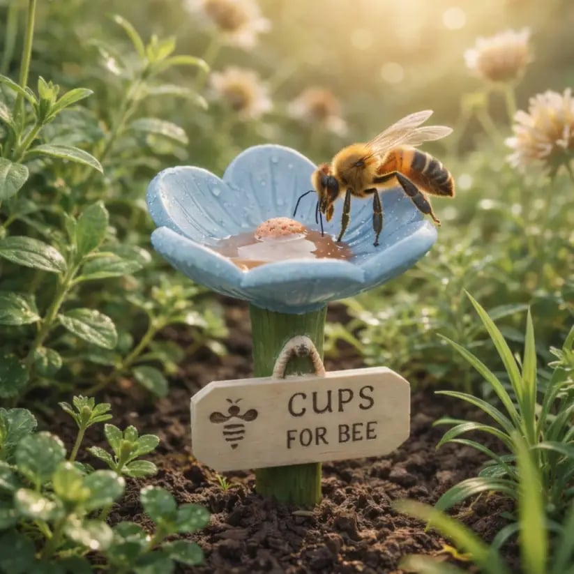 🌸Flower-Shaped Resin Bee Watering Station🐝