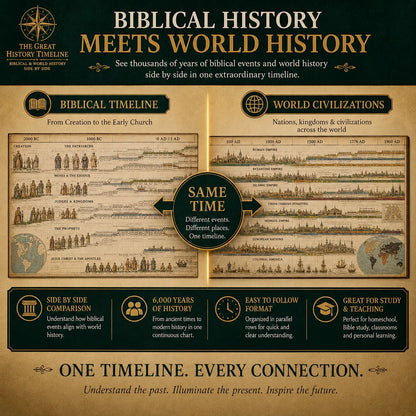 🔥📜Synchronological History Chart – 6,000 Years of Biblical & World Events in One Fold-Out Timeline