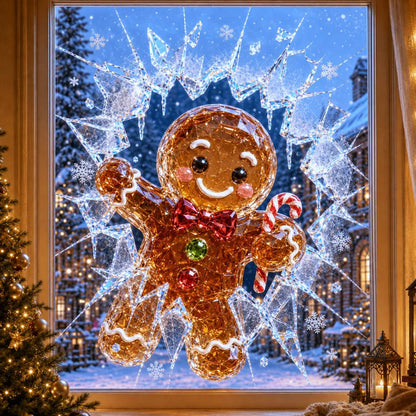 🔥Limited time 50% OFF -✨🎄Crystal Christmas Break-In Window Decal — 3D Shattered-Glass Holiday Window Decoration