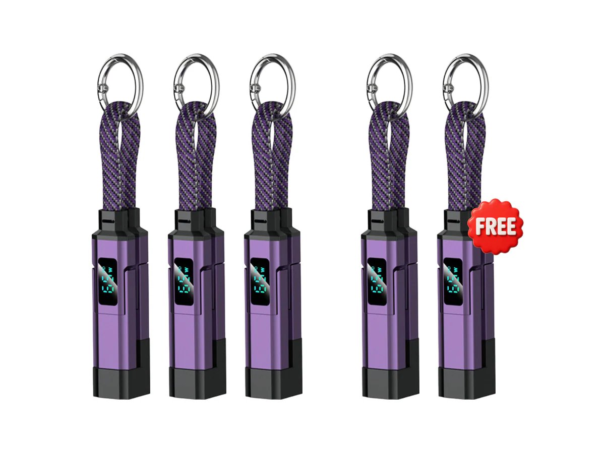 🔥Limited Time SALE 40% OFF🔥4-in-1 Digital Display Keychain Charging Cable