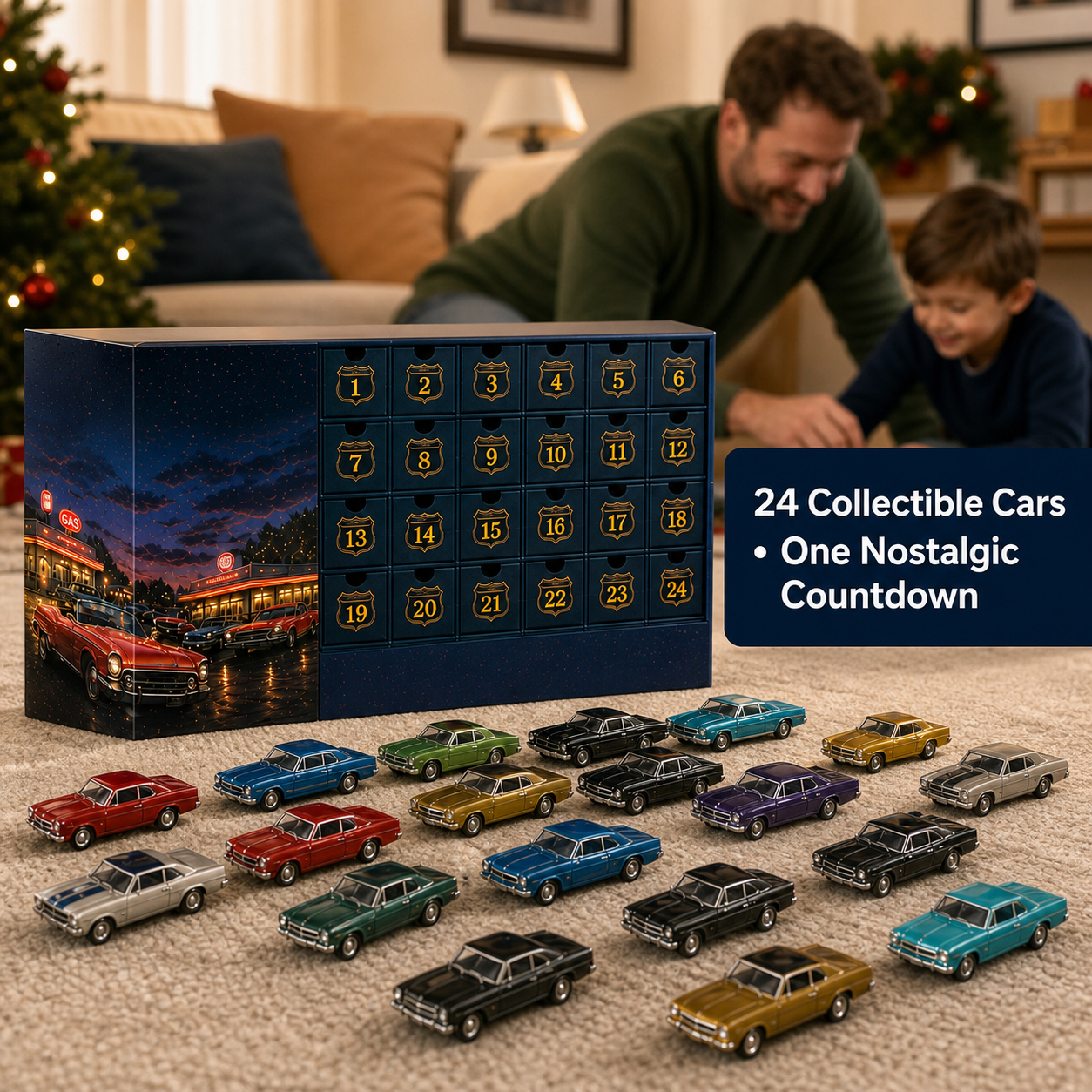🏎️ 24 Days of Classic American Cars Advent Calendar – 24 Vintage Ride Collectibles for Car Lovers