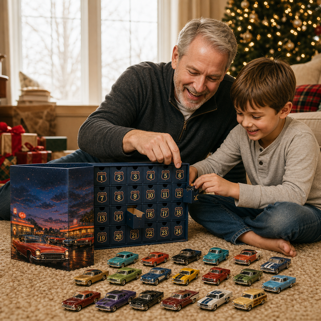 🏎️ 24 Days of Classic American Cars Advent Calendar – 24 Vintage Ride Collectibles for Car Lovers