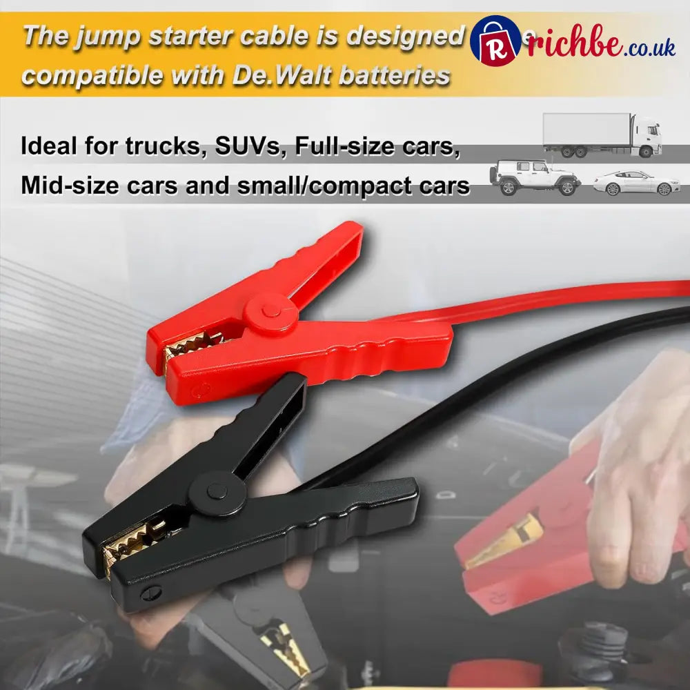 Car Starter Jumper Cables With Adapter For Dewalt 20v