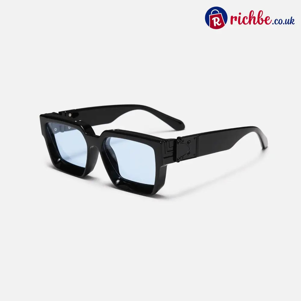 Carbon Fiber Square Sunglasses - Black/Blue