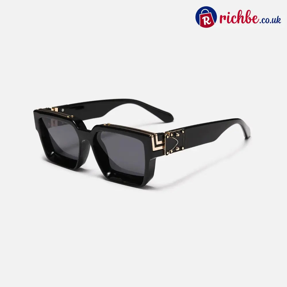 Carbon Fiber Square Sunglasses - Black/Gold