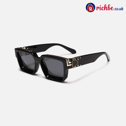 Carbon Fiber Square Sunglasses - Black/Gold