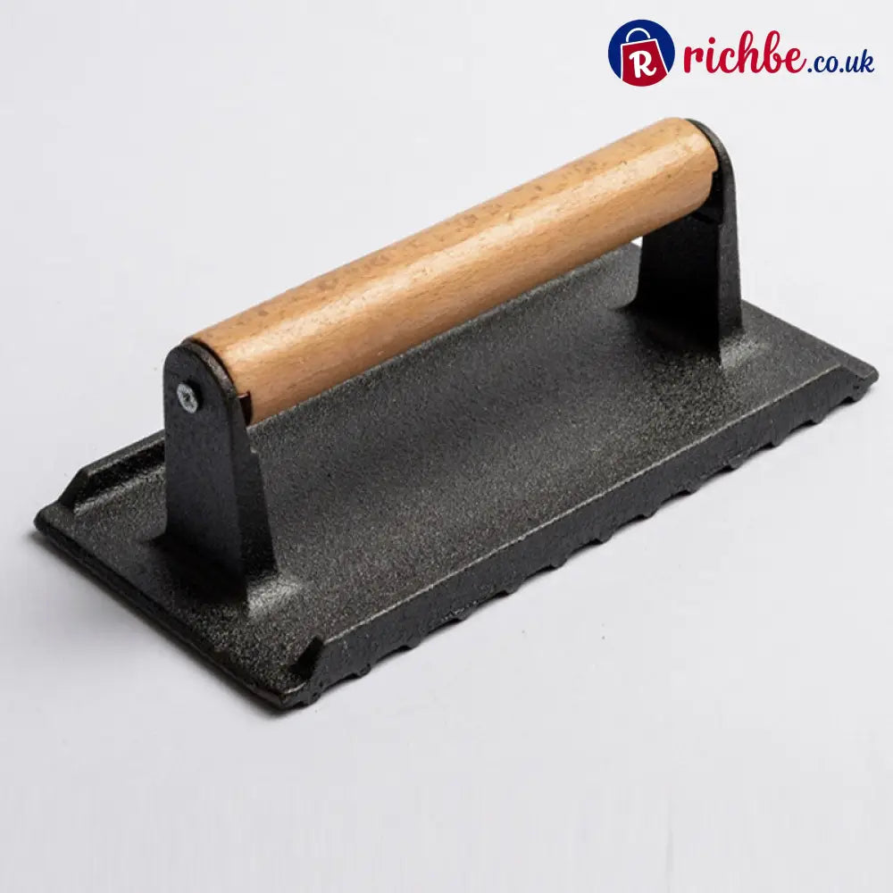 Cast Iron Steak & Burger Press with Wood Handle - Cooking & Kitchen