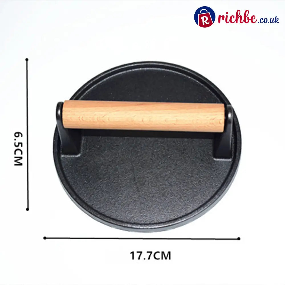 Cast Iron Steak & Burger Press with Wood Handle - Cooking & Kitchen
