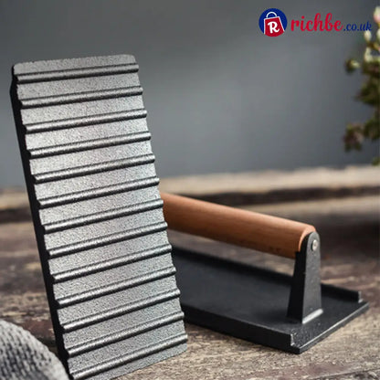 Cast Iron Steak & Burger Press with Wood Handle - Cooking & Kitchen