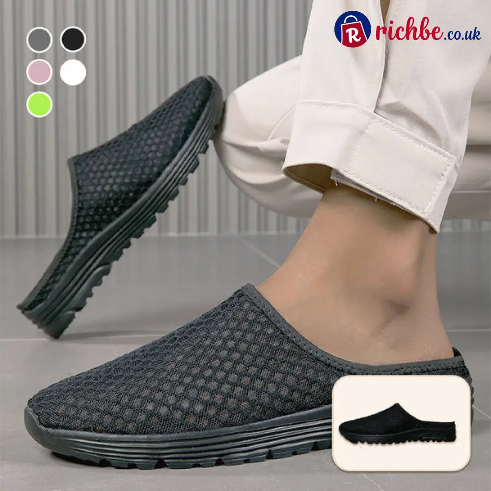 Casual Comfort Breathable Mesh Slippers - Black / 36