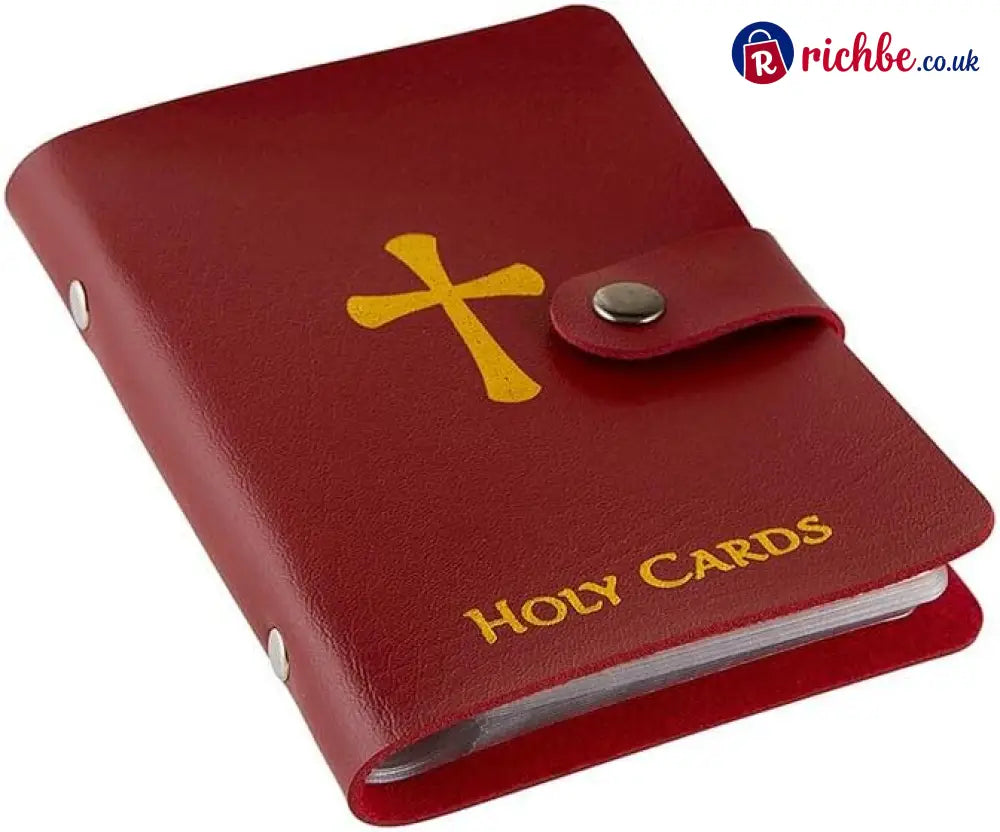 ✝️ Catholic Genuine Leather Holy Card Holder – Pocket Prayer Card Organizer with Snap Closure