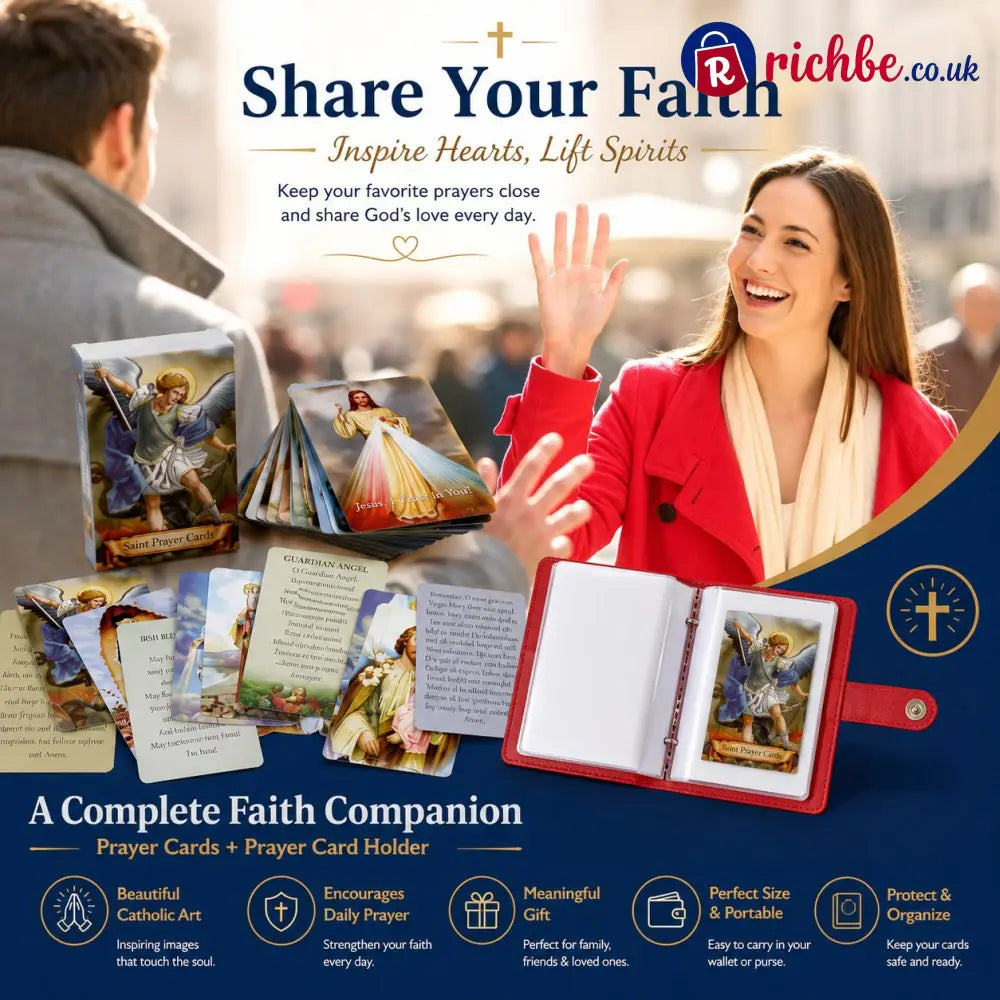 ✝️ Catholic Genuine Leather Holy Card Holder – Pocket Prayer Card Organizer with Snap Closure