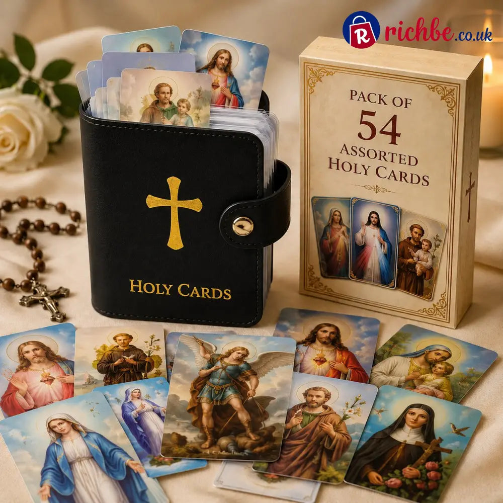 ✝️ Catholic Genuine Leather Holy Card Holder – Pocket Prayer Card Organizer with Snap Closure - ✝️Black / 📖 Holder Only