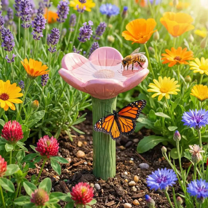 🌸Flower-Shaped Resin Bee Watering Station🐝