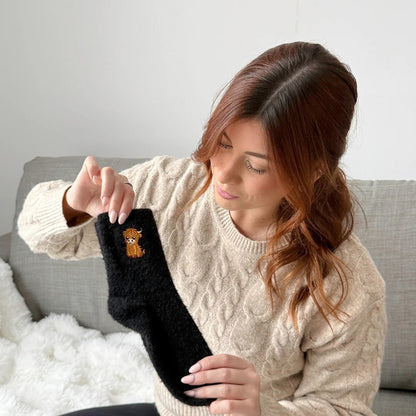 🐮5 Pairs Fuzzy Highland Cow Socks