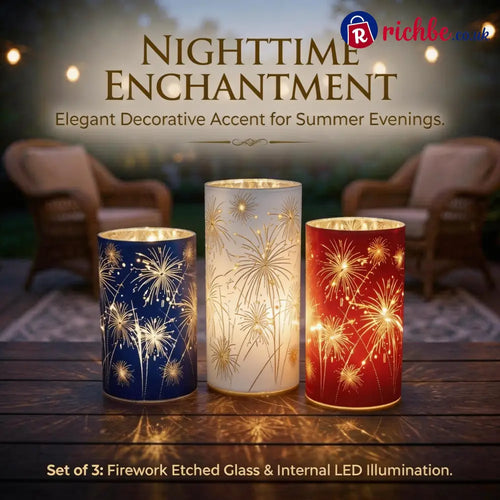 Celebration Firework Lanterns – Premium Patriotic Red White & Blue Trio - 1 SET