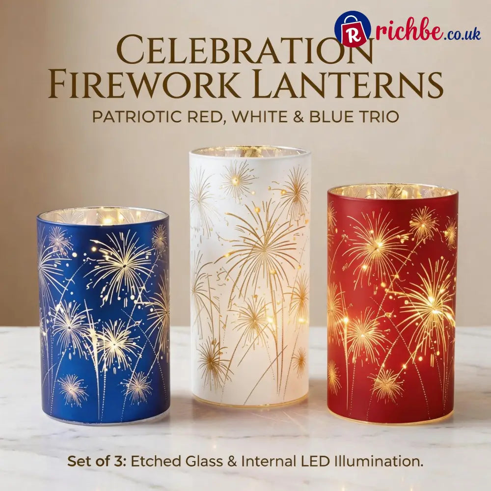 Celebration Firework Lanterns – Premium Patriotic Red White & Blue Trio
