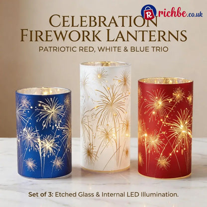 Celebration Firework Lanterns – Premium Patriotic Red White & Blue Trio