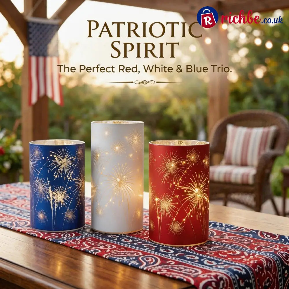 Celebration Firework Lanterns – Premium Patriotic Red White & Blue Trio