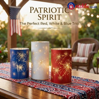 Celebration Firework Lanterns – Premium Patriotic Red White & Blue Trio
