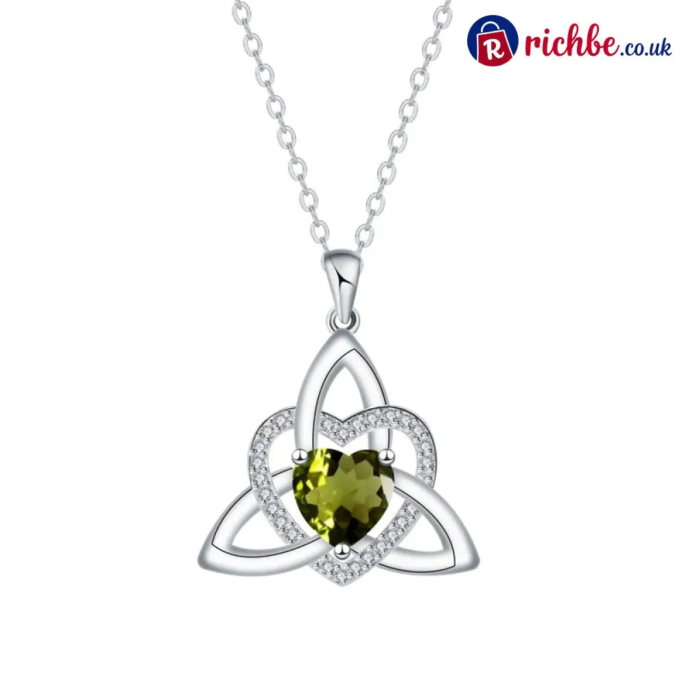 Celtic Knot Heart Pendant Necklace💎📿 - August/Olive Green / Buy 1 - Hot Products