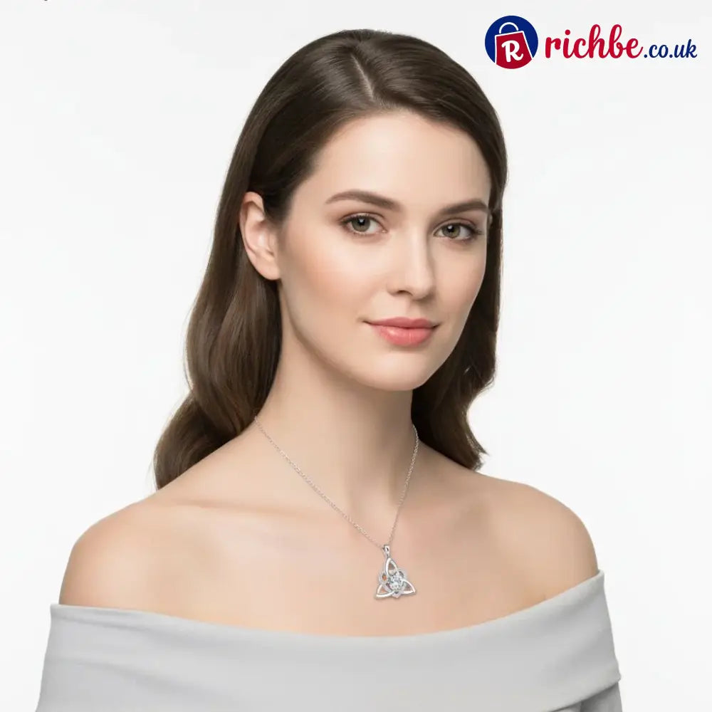 ✨ Celtic Trinity Knot Heart Birthstone Necklace | Heart-Shaped Pendant