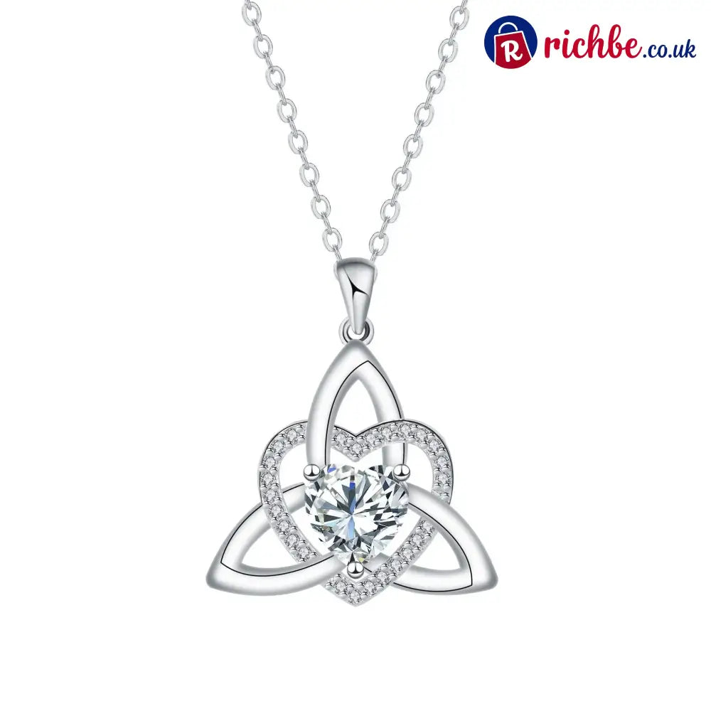 ✨ Celtic Trinity Knot Heart Birthstone Necklace | Heart-Shaped Pendant - April
