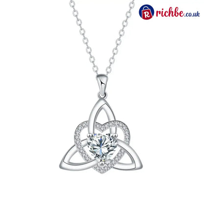 ✨ Celtic Trinity Knot Heart Birthstone Necklace | Heart-Shaped Pendant - April