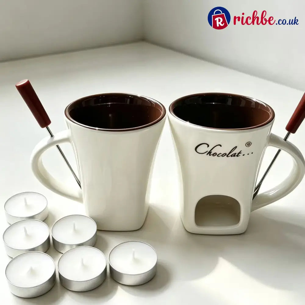 Ceramic Chocolate Fondue Mug - Christmas‑Style White - Hot Sale