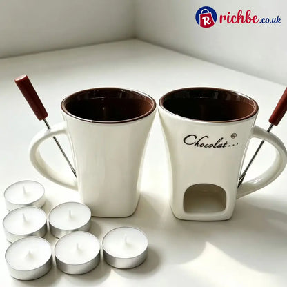 Ceramic Chocolate Fondue Mug - Christmas‑Style White - Hot Sale