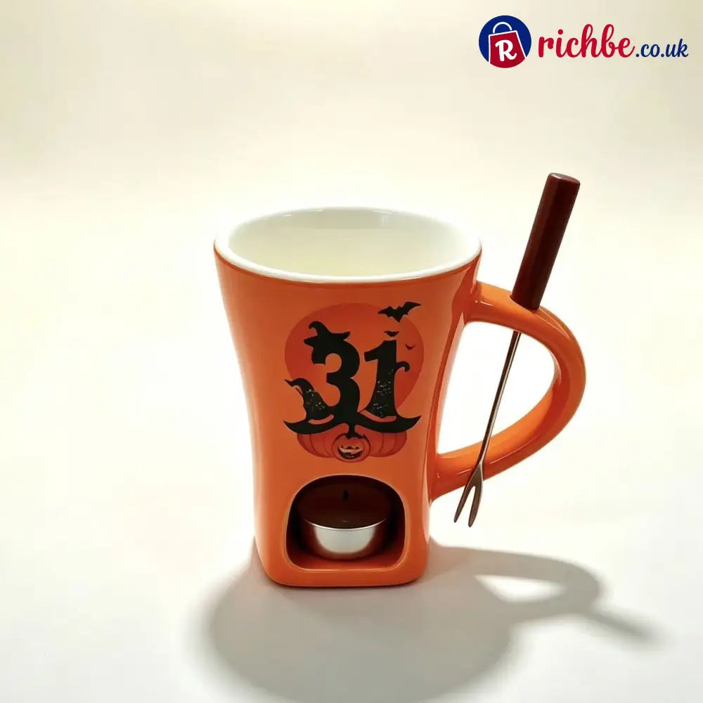 Ceramic Chocolate Fondue Mug - Halloween‑Style Orange - Hot Sale
