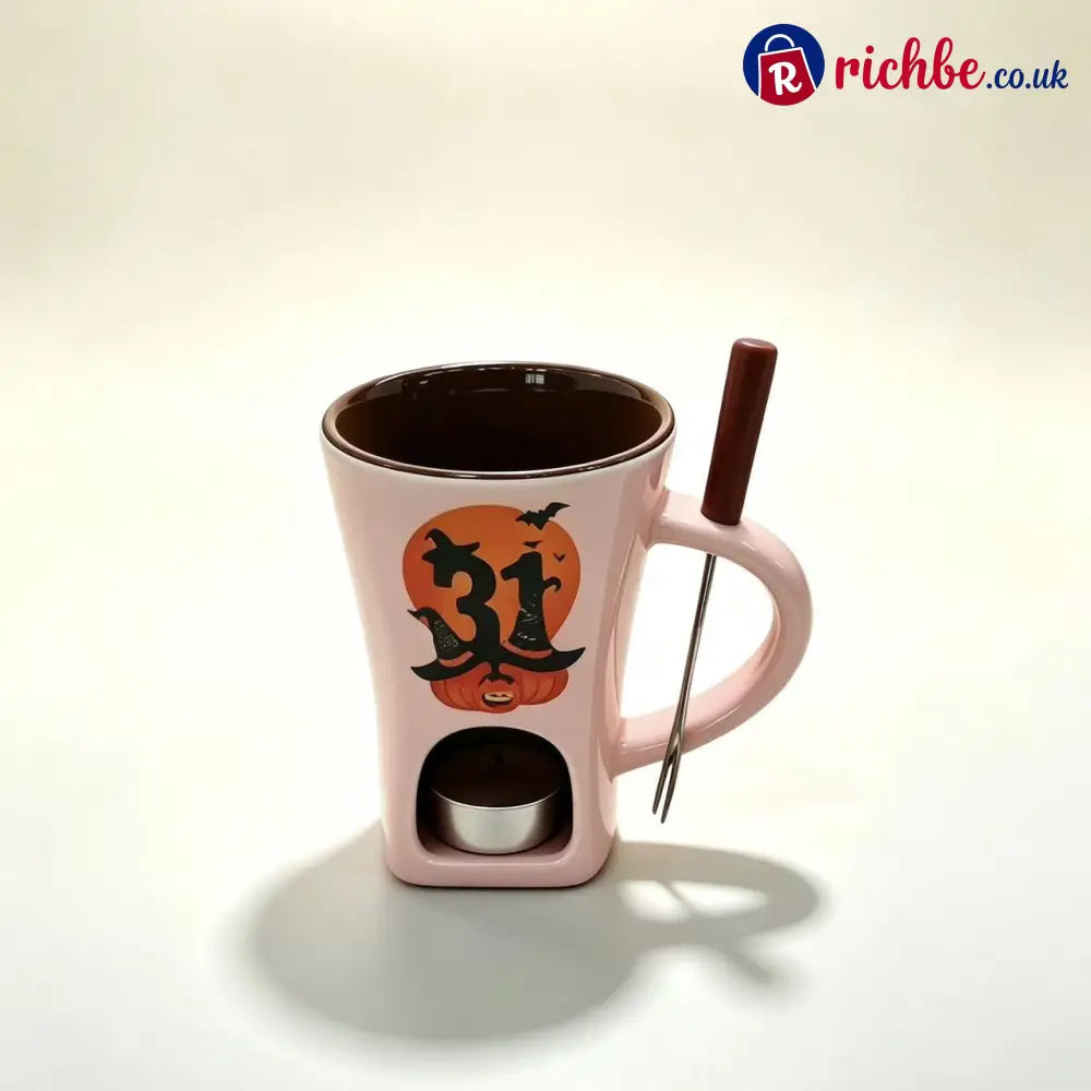 Ceramic Chocolate Fondue Mug - Halloween‑Style Pink - Hot Sale