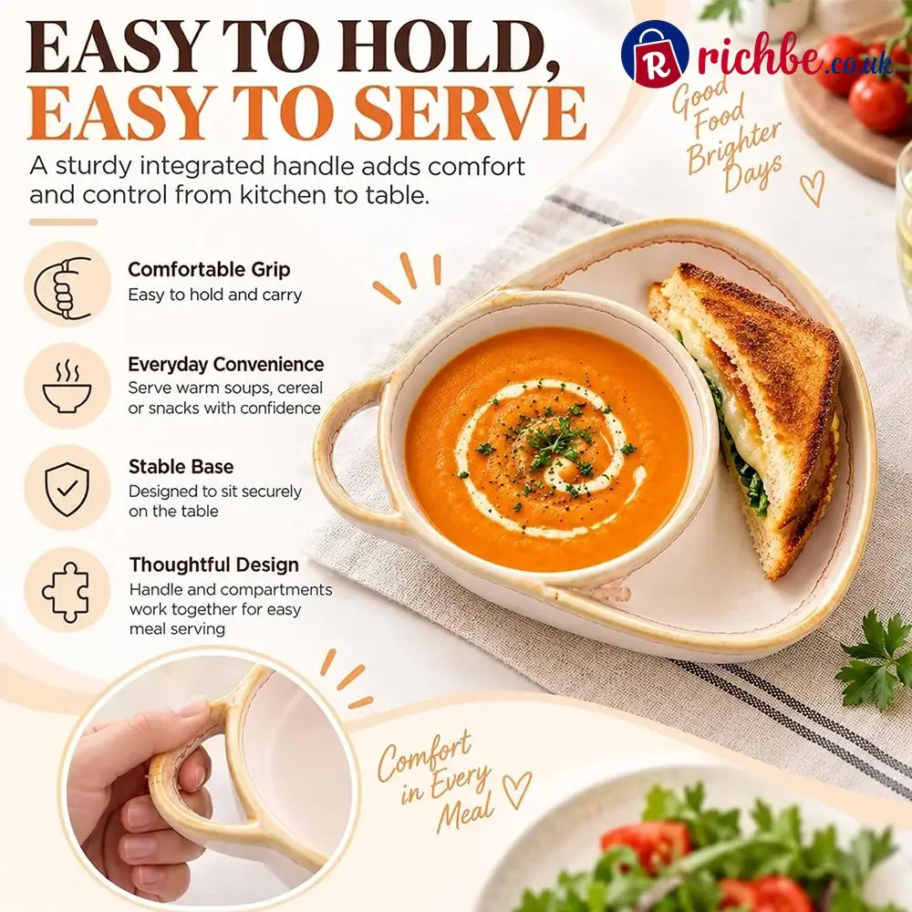 Ceramic Soup & Toasty Bowls with Handles – Rustic Reactive Glaze Design