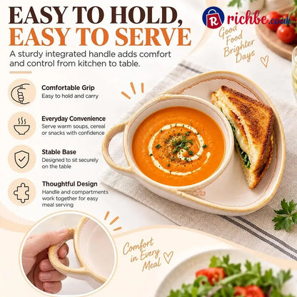 Ceramic Soup & Toasty Bowls with Handles – Rustic Reactive Glaze Design